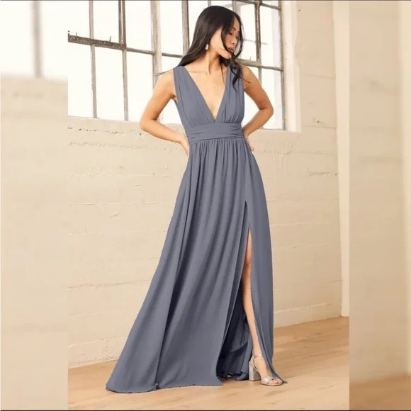 Lulus | Dresses | Lulus Nwot Heavenly Hues Denim Blue Maxi Dress | Poshmark
